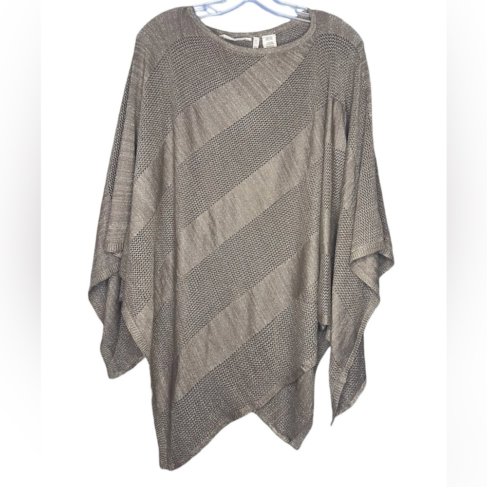 Soft Surroundings Metallic Knit Cape Poncho Bronze Gold One Size Layering